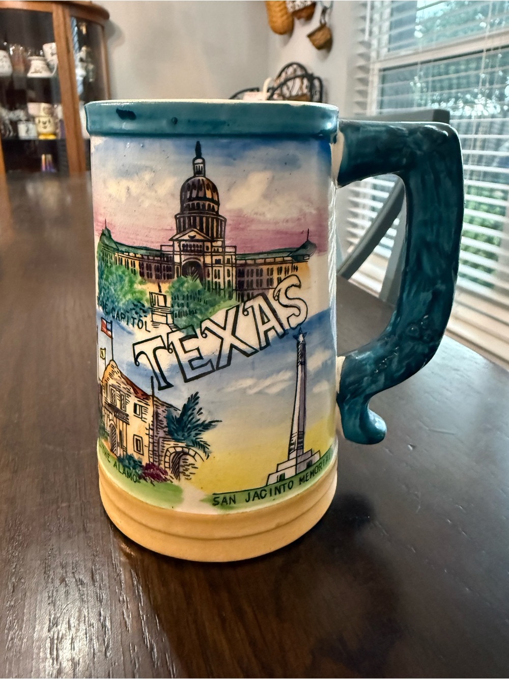 Vintage Enco Hand Painted Souvenir Texas Coffee Mug Beer Stein EUC